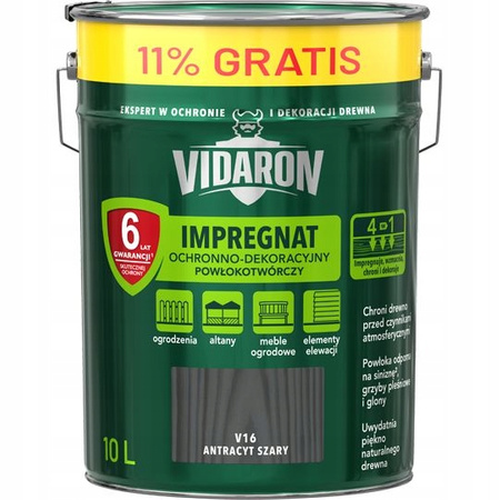 VIDARON IMPREGNAT OCHRONNY ANTRACYT SZARY V16 10L