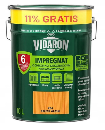 VIDARON IMPREGNAT DO DREWNA V04 ORZECH WŁOSKI 10L