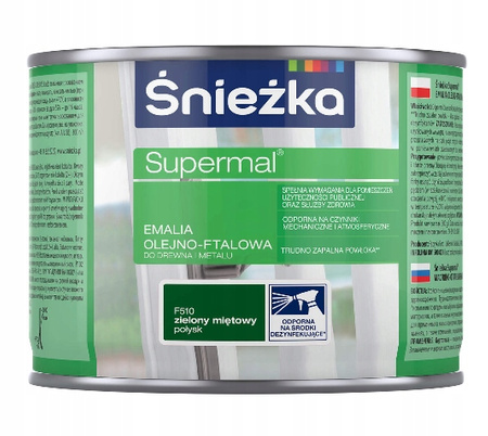 Emalia olejno ftalowa Śnieżka Supermal zielony miętowy połysk 0,4 l F510