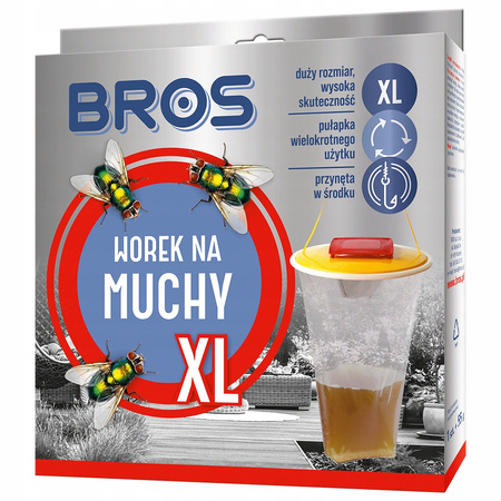 WOREK NA MUCHY XL pułapka BROS z przynętą Bardzo pojemny 8 litrów skuteczny