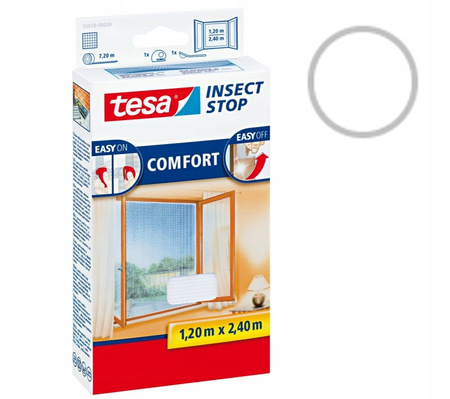 Moskitiera okienna TESA COMFORT 1,2x2,4 m biała - siatka przed owadami