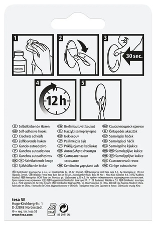 Haczyki samoprzylepne Tesa 66606 - Szybki montaż bez wiercenia! 3 sztuki