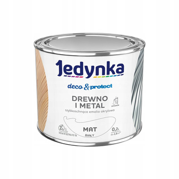 Jedyna Farba akrylowa Deco & Protect Drewno i Metal Mat Bialy 0,2L