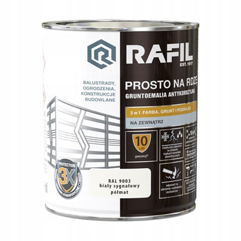 Farba ŚNIEŻKA RAFIL PROSTO NA RDZĘ RAL9003 0,75L