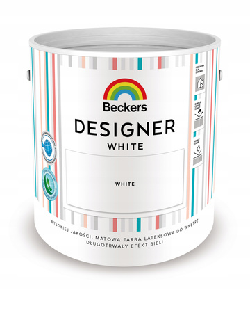 Farba lateksowa odporna na ścieranie Beckers Designer WHITE 2,5L