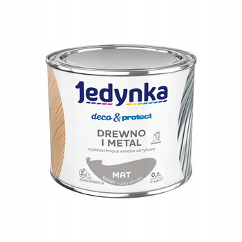 Jedyna Farba akrylowa Deco & Protect Drewno i Metal Mat Szary 0,2L