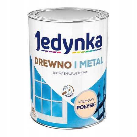 JEDYNKA Drewno i Metal Emalia Alkidowa Połysk KREMOWY 0,9L