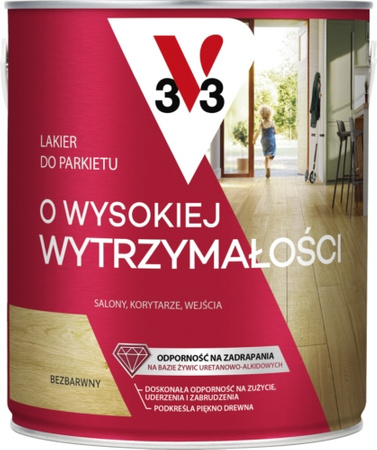 LAKIER DO PARKIETU Wysoka Wytrzymałość V33 SATYNOWY 5L