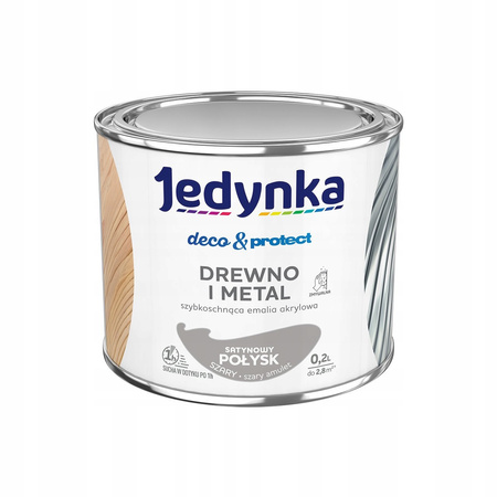 Jedyna Farba Deco & Protect Drewno i Metal Satynowy Polysk Szary 0,2L