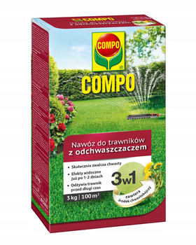 COMPO 3w1 Nawóz do trawnika z odchwaszczaczem 3 kg - gęsta i zdrowa trawa