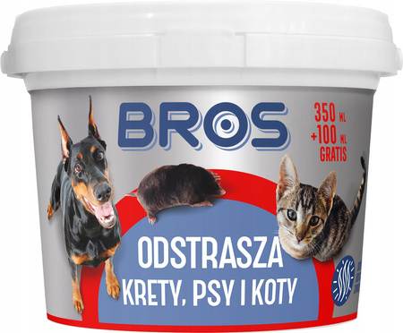 BROS ŚRODEK PREPARAT ODSTRASZACZ KOTÓW PSÓW KRETÓW DŁUGIE DZIAŁANIE 450ML