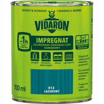 Vidaron Impregnat Ochronno Dekoracyjny Ogrodowy 700 ml R12 lazurowy 0,7L