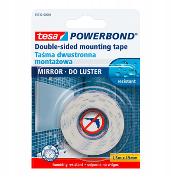 Taśma dwustronna tesa® Powerbond do luster – trwałe mocowanie w wilgotnych pomieszczeniach