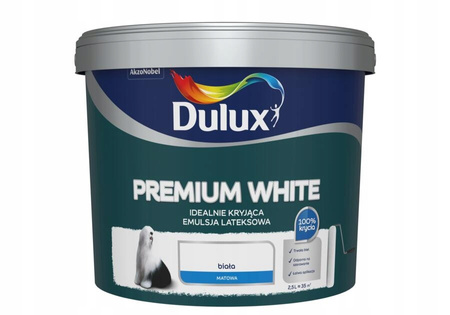 Farba lateksowa matowa Premium White 2,5 L DULUX