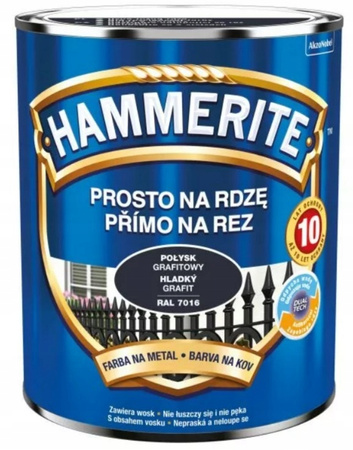 Farba do metalu HAMMERITE Połysk Grafitowy 2,5L