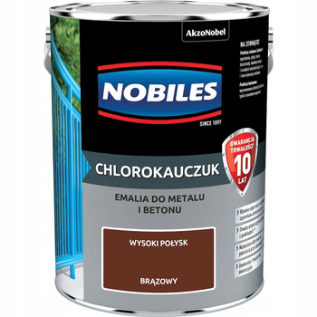 Chlorokauczuk 5L BRĄZOWY Nobiles farba do metalu betonu emalia stali żeliwa