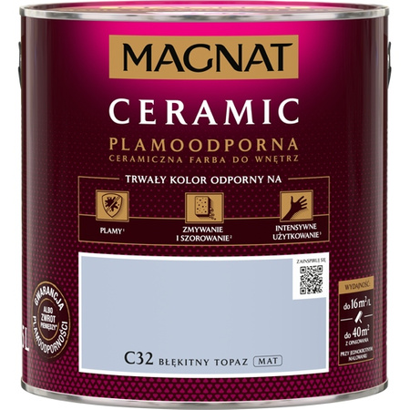 Farba ceramiczna do ścian Magnat Ceramic BŁĘKITNY TOPAZ C32 2,5L