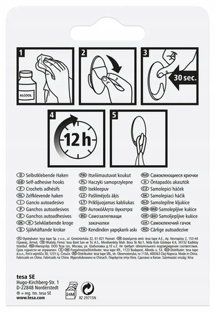 Haczyki samoprzylepne permanentne 2 sztuki Tesa