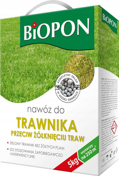 Nawóz do trawy przeciw żółknięciu Biopon 5 kg Bopon - zielony trawnik