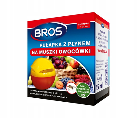 BROS pułapka z płynem na muszki owocówki - skutecznie niweluje owady