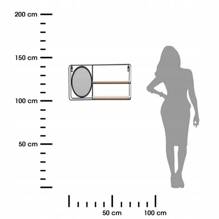 Półka ścienna z lustrem 50x20x10 cm dwupoziomowa