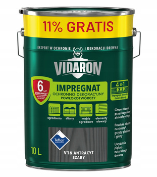 VIDARON IMPREGNAT OCHRONNY ANTRACYT SZARY V16 10L