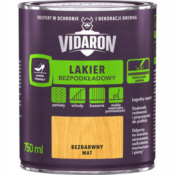 VIDARON Lakier Bezpodkładowy bezbarwny mat 0,75L