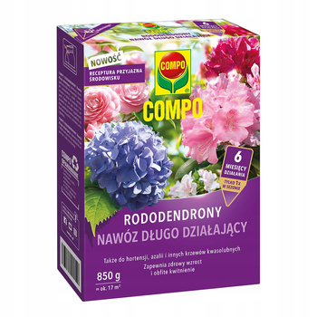 NAWÓZ DO RODODENDRONÓW HORTENSJI AZALII WRZOSÓW DŁUGO DZIAŁAJĄCY 850g COMPO