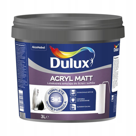 DULUX ACRYL MATT 3in1 Farba lateksowa do ścian i sufitów 3l mat