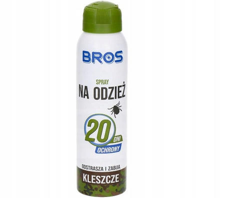 BROS spray na odzież odstrasza i zabija kleszcze 90ml - do 20 dni ochrony