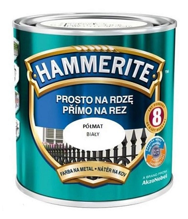 Farba na rdzę metalu HAMMERITE Półmat Biały 0,7L