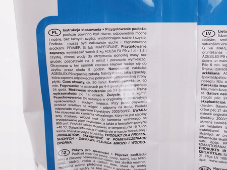 Zaprawa klej o podwyższonych parametrach do płytek P9 Szara Adesilex 5kg MAPEI