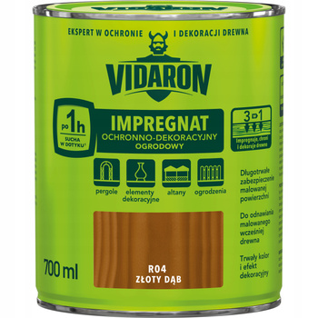 Vidaron Impregnat Ochronno Dekoracyjny Ogrodowy 700 ml R04 złoty dąb 0,7L