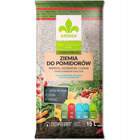 KRONEN Ziemia do pomidorów, papryki, ogórków, cukinii TERRA PRETA 15l