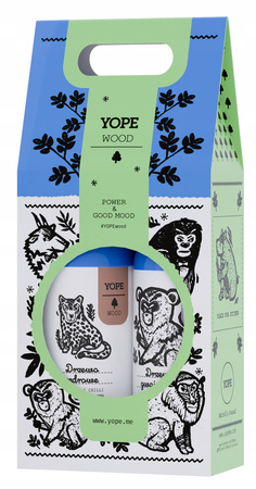 YOPE WOOD ZESTAW 2W1 ŻEL CEDROWY 400ML I SZAMPON GWAJAKOWY 300ML