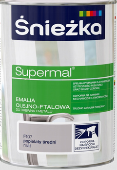 Śnieżka Emalia olejno-ftalowa Supermal F107 Popielaty Średni mat 0,8 l