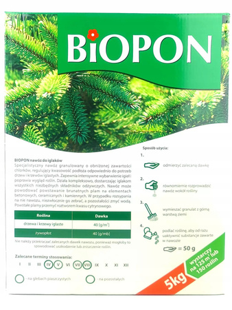 Biopon Nawóz do Iglaków Granulat 5kg - Piękne i zdrowe iglaki bez wysiłku