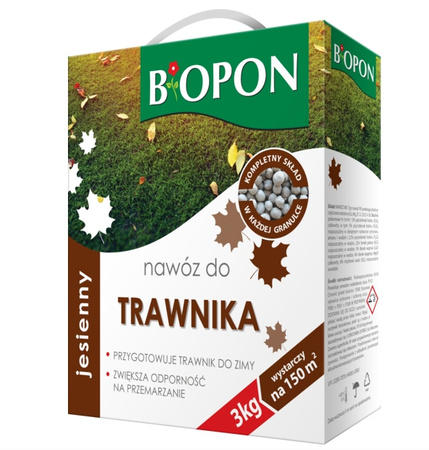 Biopon nawóz jesienny do trawnika granulat 3kg wieloskładnikowy