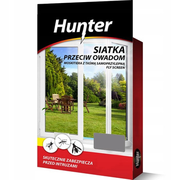 HUNTER MOSKITIERA PRZECIW OWADOM 75x220cm SZARA Z TAŚMĄ SAMOPRZYLEPNĄ