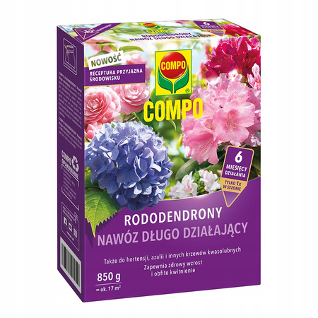 NAWÓZ DO RODODENDRONÓW HORTENSJI AZALII WRZOSÓW DŁUGO DZIAŁAJĄCY 850g COMPO