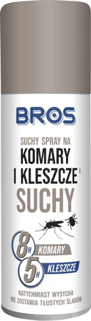 BROS SUCHY SPRAY NA KOMARY I KLESZCZE 90ML - Skuteczny Bez Plam
