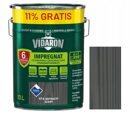 VIDARON IMPREGNAT OCHRONNY ANTRACYT SZARY V16 10L