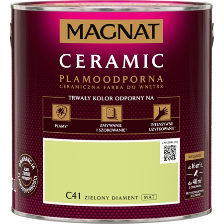 Farba ceramiczna do ścian Magnat Ceramic ZIELONY DIAMENT C41 2,5L