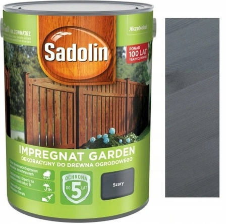 SADOLIN IMPREGNAT DEKORACYJNY GARDEN SZARY GREY 5L