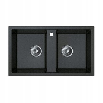 Zlewozmywak dwukomorowy GRANITOWY BRAVO BEZ OCIEKACZA 76x44x19,5 LAVA STONE