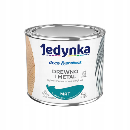 Jedyna Farba akrylowa Deco & Protect Drewno i Metal Mat Turkusowy 0,2L