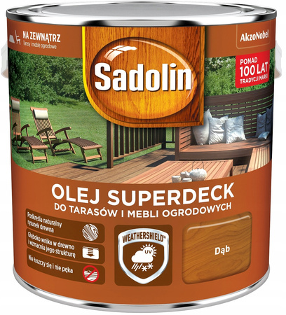 Olej do tarasów Sadolin Superdeck 2,5 l Dąb