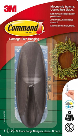 3M COMMAND SAMOPRZYLEPNY HACZYK DUŻY OUTDOOR 1SZT 2,2KG _ 17083BZ-AWCEE