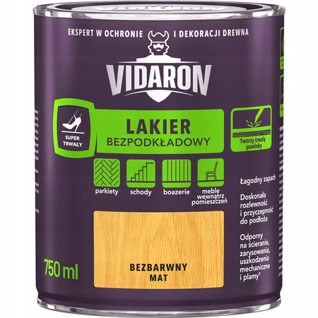 VIDARON Lakier Bezpodkładowy bezbarwny mat 0,75L