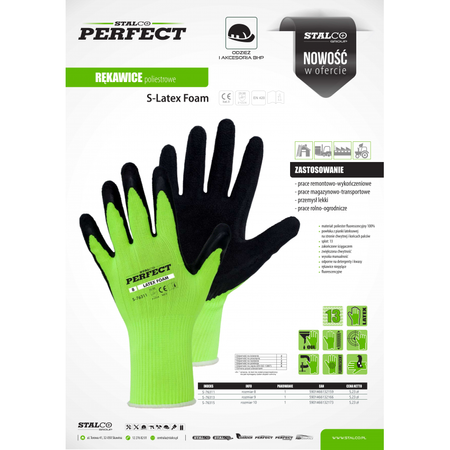 RĘKAWICE POLIESTROWE "LATEX FOAM" 10" S-76315 STALCO PERFECT